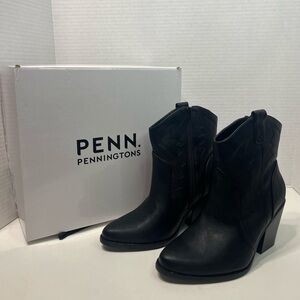 PENN. PENNINGTONS Extra Wide Width, Faux Leather Western Booties boots 9.5 WW